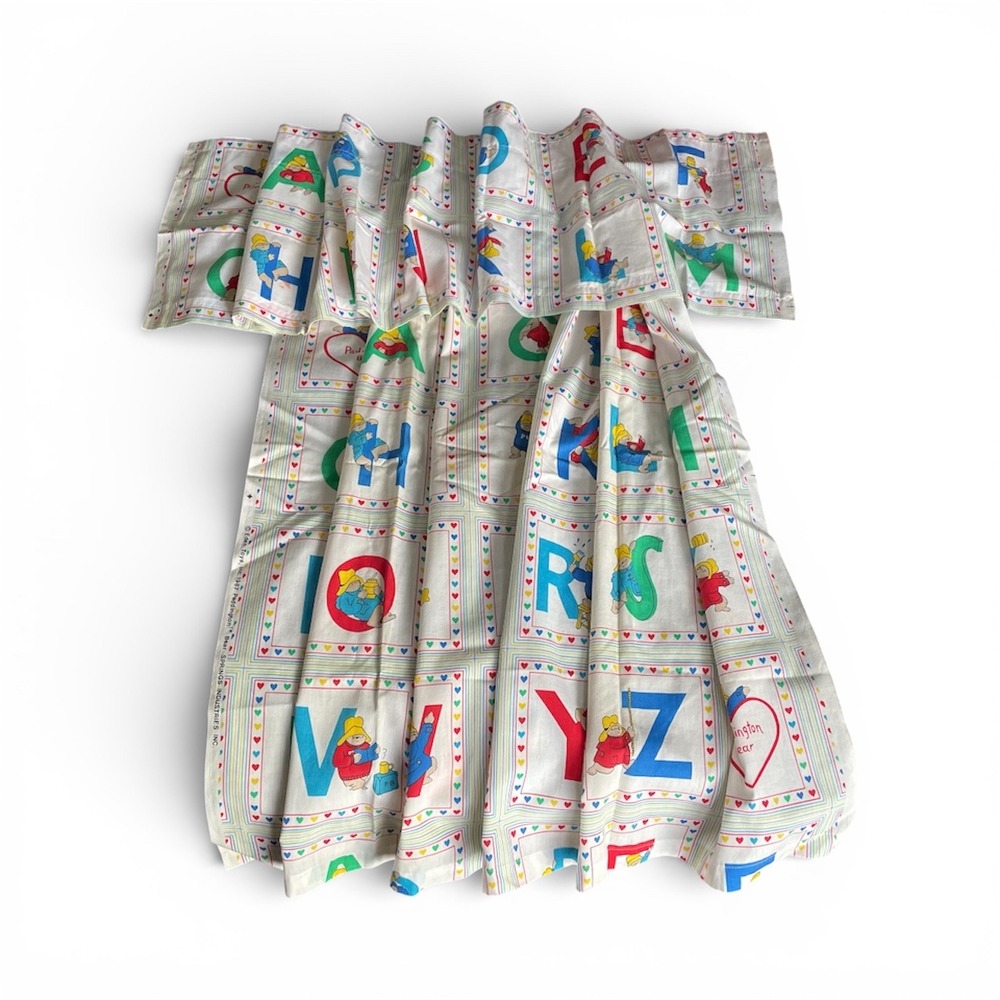 1987 Paddington Bear alphabet blocks primary-colored curtain and valance  Eden